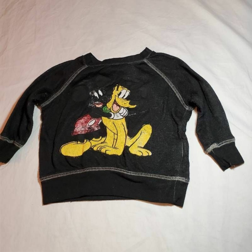 Mickey Mouse Pluto Disney Baby Boys Pullover Sweatshirt Black Crew 12 Months